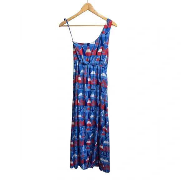 Vineyard Vines One Shoulder Maxi Americana Sailboat Dress NWT Size 2/ Small - Picture 5 of 8